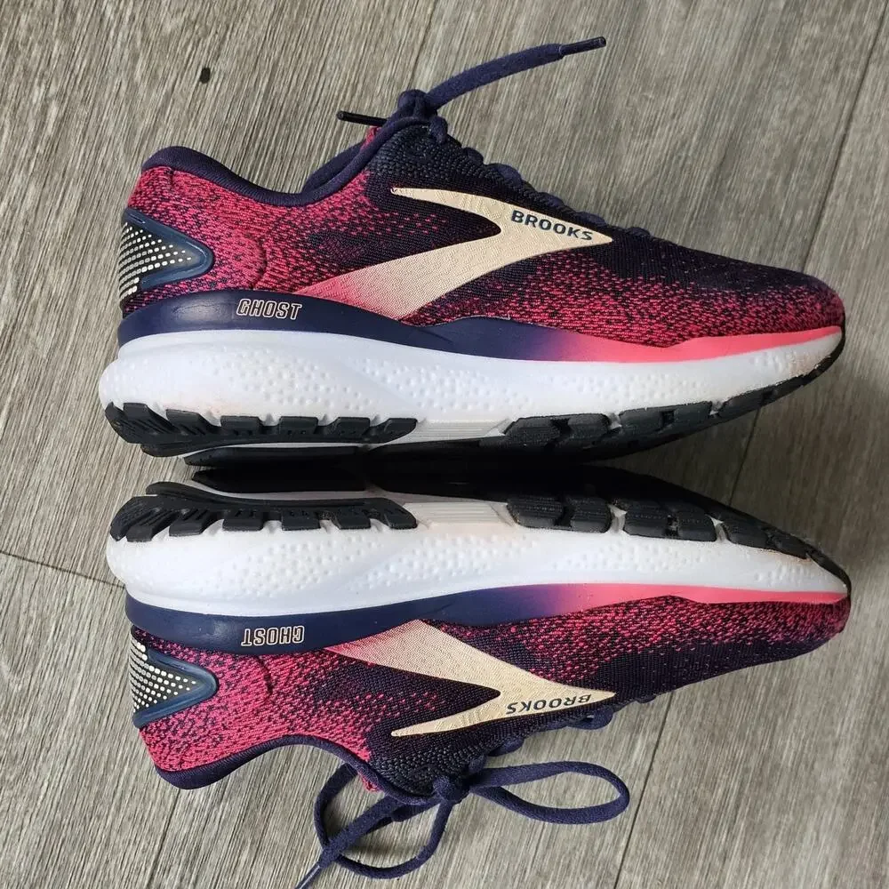 Brooks Ghost Women's Navy Purple and Pink Running Sneakers